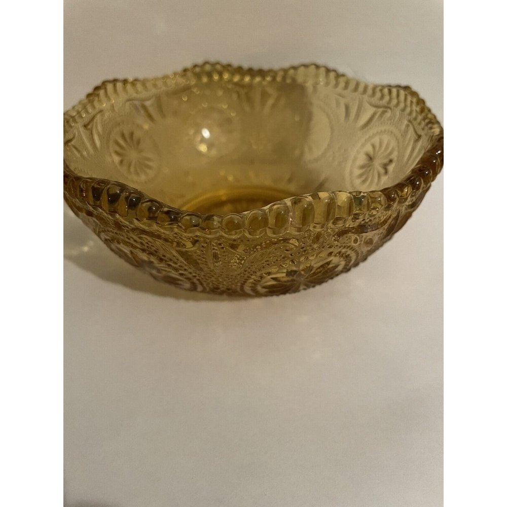 Vintage Brockway Glass Company Amber Swirl American Concord Pattern